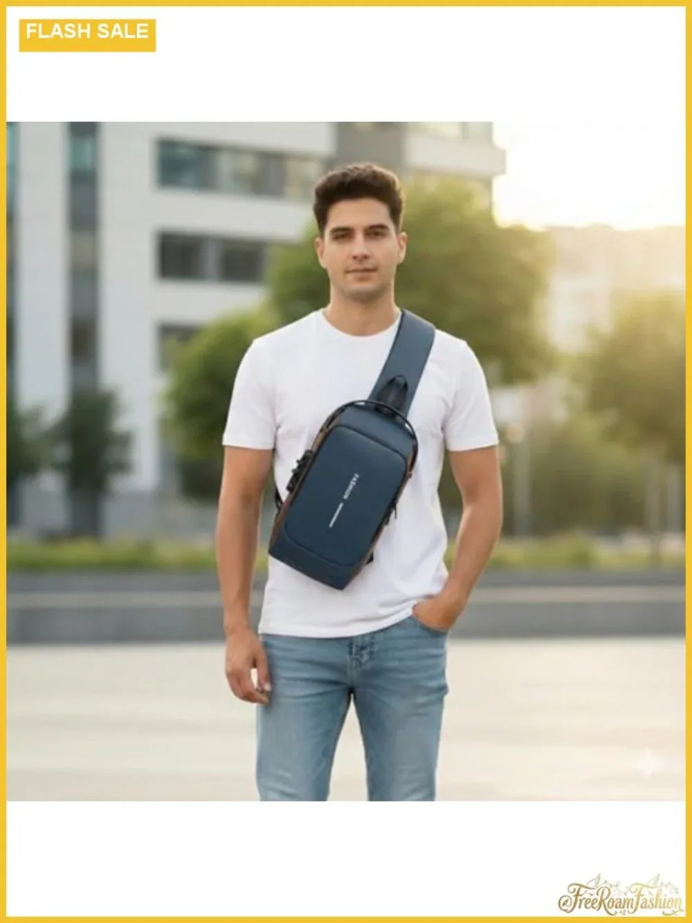 Anti-Theft Sling Bag with USB Port Water-Resistant Crossbody Chest Backpack